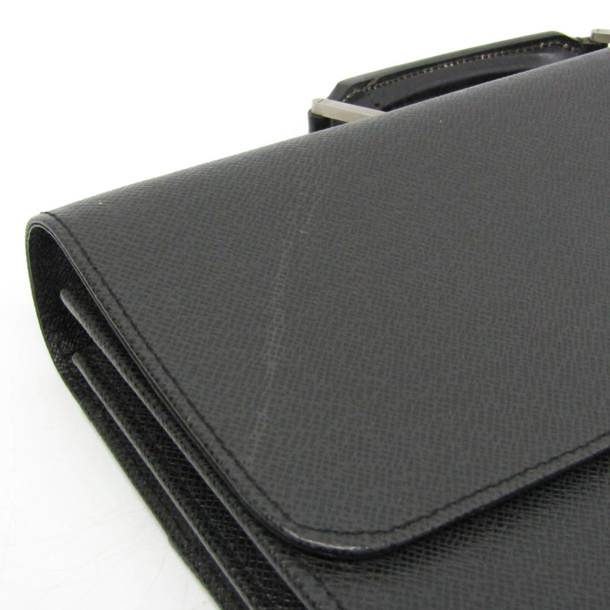 Louis Vuitton Serviette Moskova Briefcase Taiga Leather Gray Leather Briefcase Bag (Pre-Owned)