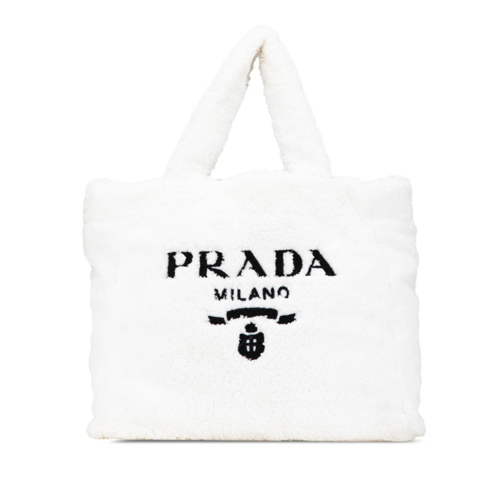Prada White Pile Fabric Tote Bag (Pre-Owned)