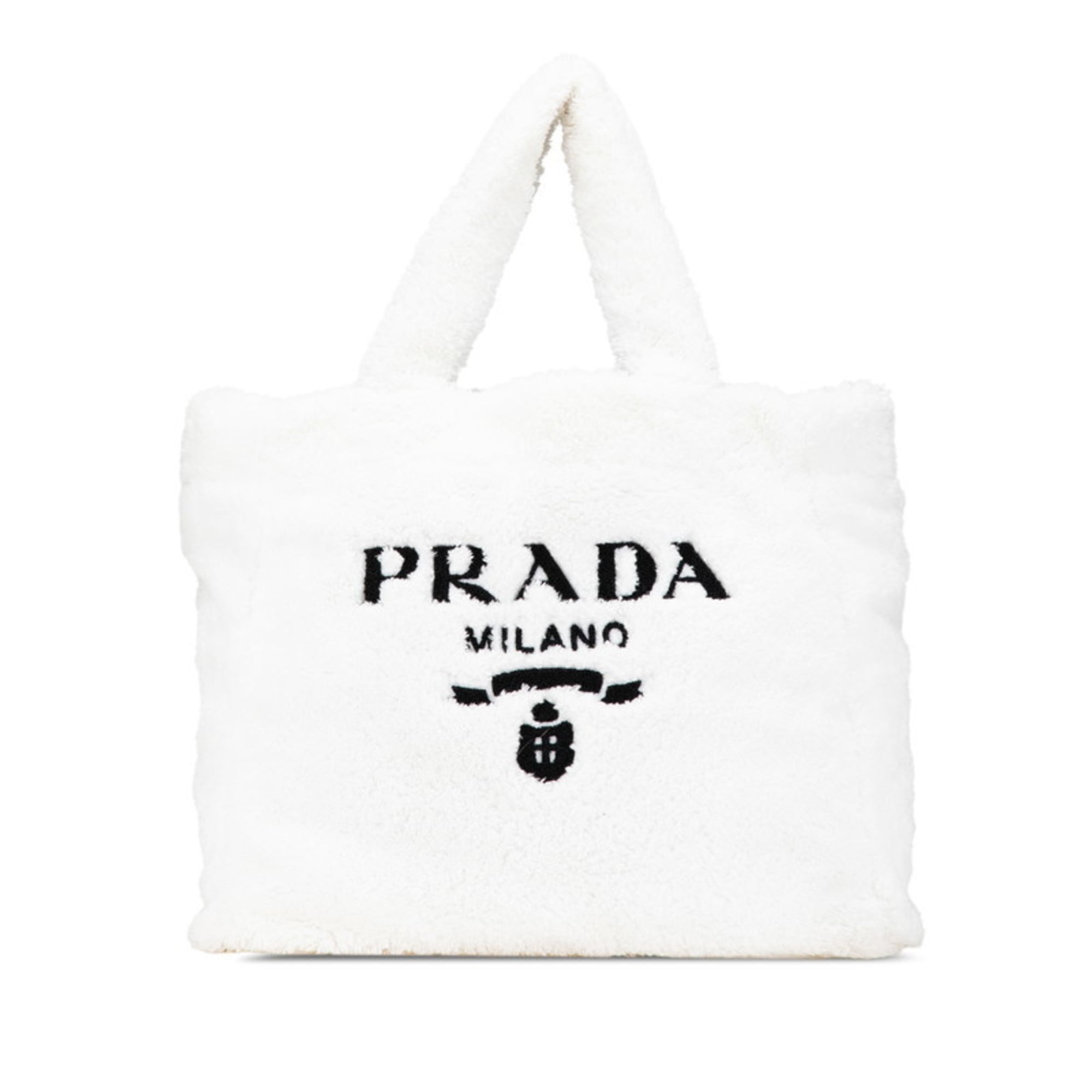 Prada White Pile Fabric Tote Bag (Pre-Owned)