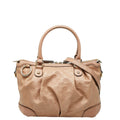 Gucci Beige Pink Canvas Leather Handbag Shoulder Bag (Pre-Owned)