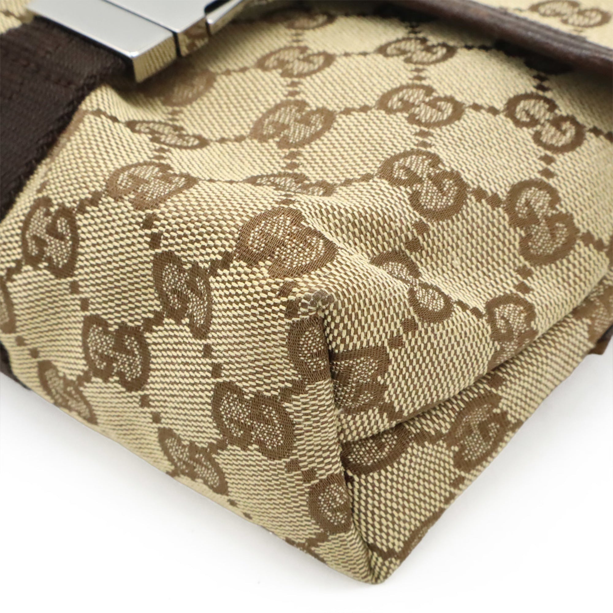 Gucci Beige Dark Brown Canvas Leather Pouch Sling Bag (Pre-Owned)