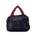 Chanel Navy Pink Nylon Wool Handbag Shoulder Bag (Pre-Owned)