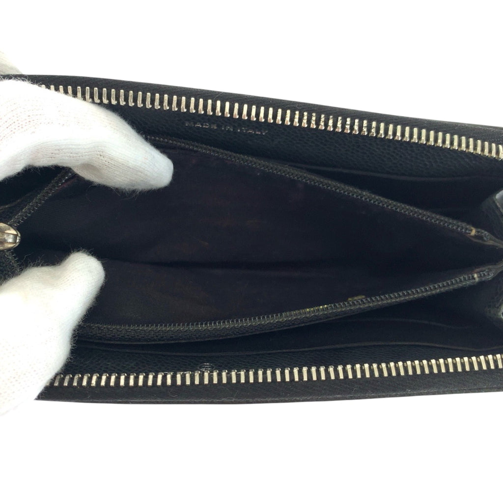 Chanel Black Grained Calfskin Long Wallet (Bi-Fold) (Pre-Owned)