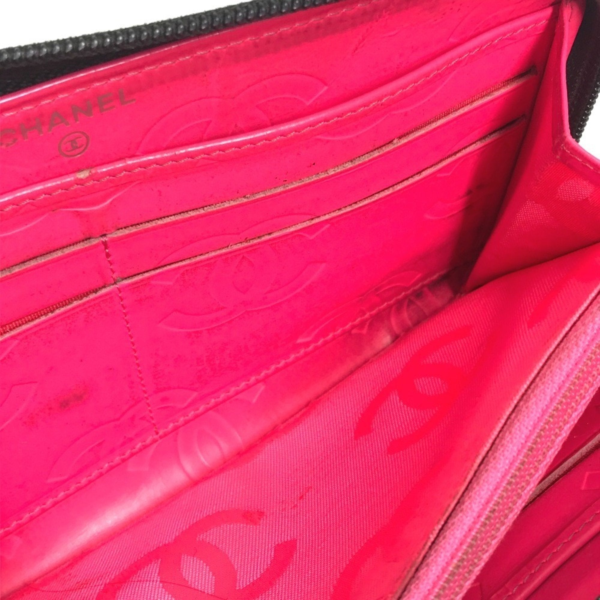 Chanel Cambon Black Leather Long Wallet (Bi-Fold) (Pre-Owned)