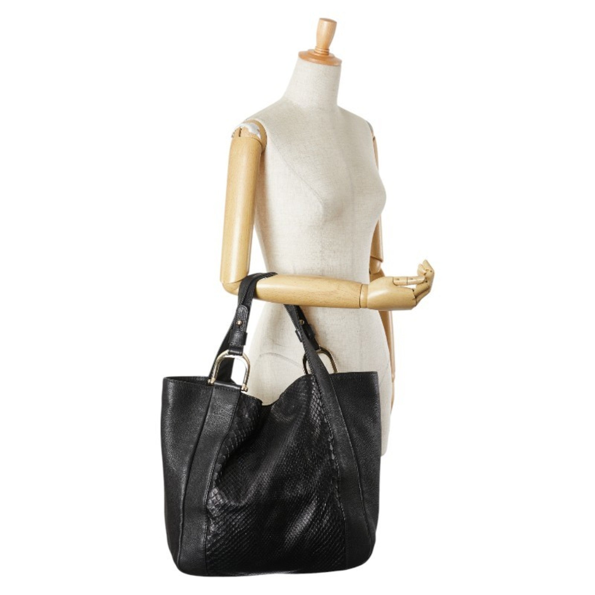 Gucci Black Leather Shoulder Bag Tote Bag (Pre-Owned)