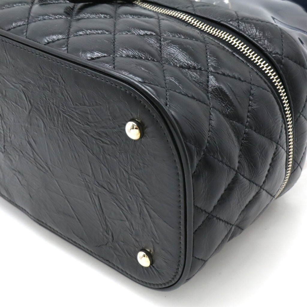Chanel Black Vinyl Leather Shoulder Bag (Pre-Owned)