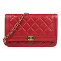Chanel Boy Chanel Red Color Leather Shoulder Bag (Pre-Owned)