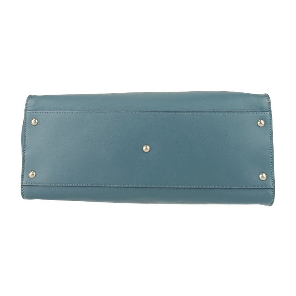 Fendi Peekaboo Blue Leather Handbag Shoulder Bag Tote Bag (Pre-Owned)