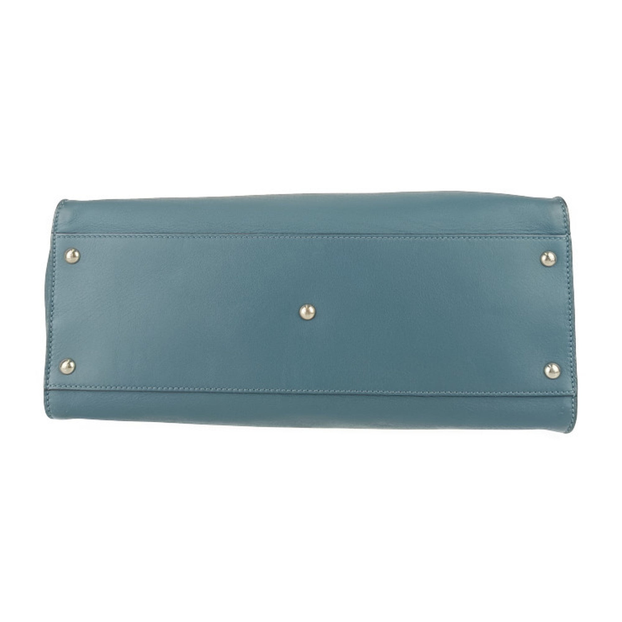 Fendi Peekaboo Blue Leather Handbag Shoulder Bag Tote Bag (Pre-Owned)