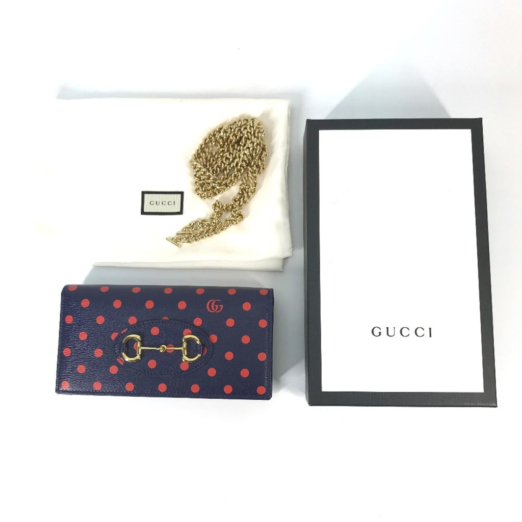 Gucci Navy Leather Long Wallet (Bi-Fold) (Pre-Owned)