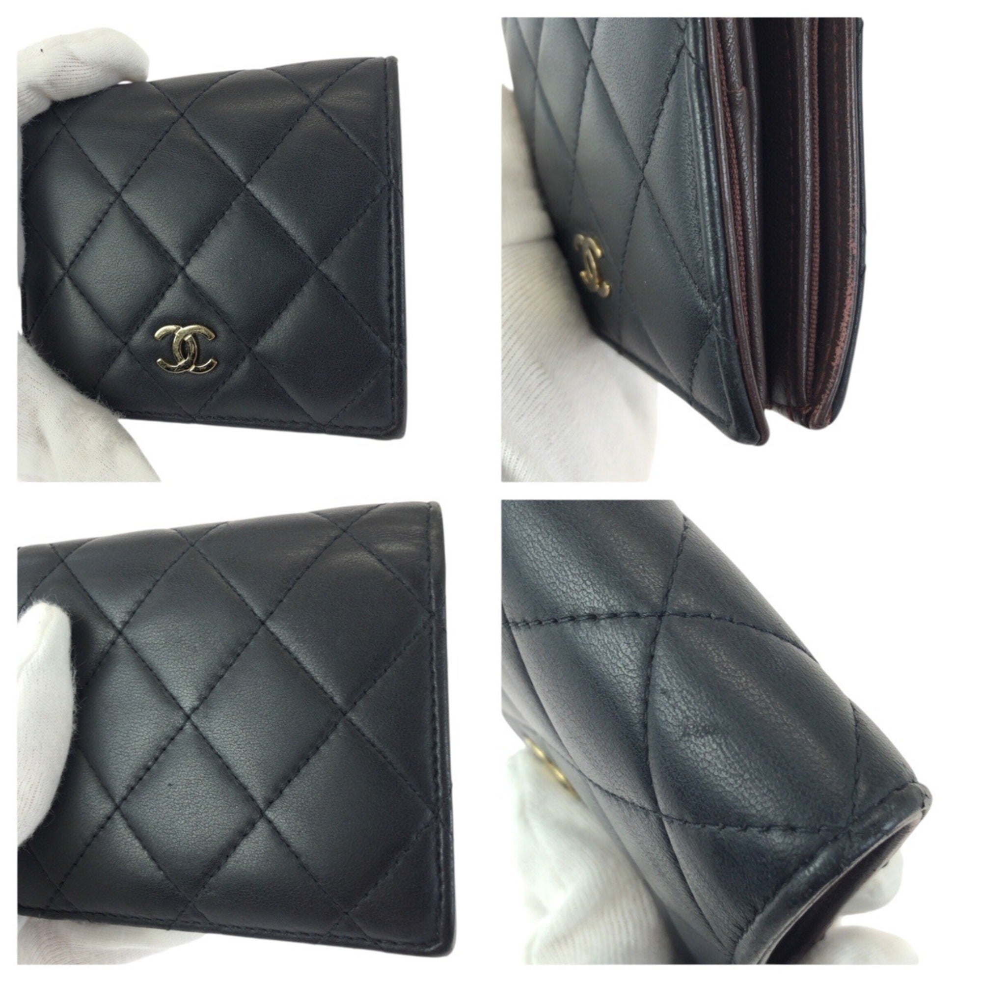 Chanel Matelasse Black Leather Wallet (Bi-Fold) (Pre-Owned)