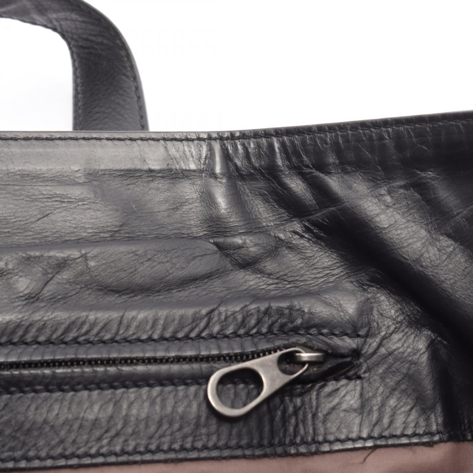 Bottega Veneta Black Leather Handbag Tote Bag (Pre-Owned)