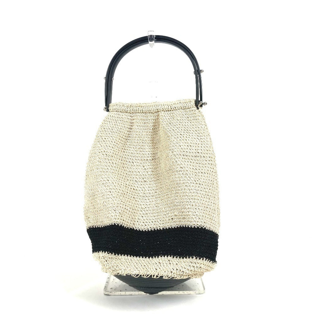 Chanel Beige Black Mesh Handbag (Pre-Owned)