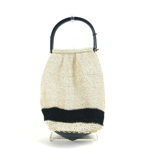 Chanel Beige Black Mesh Handbag (Pre-Owned)
