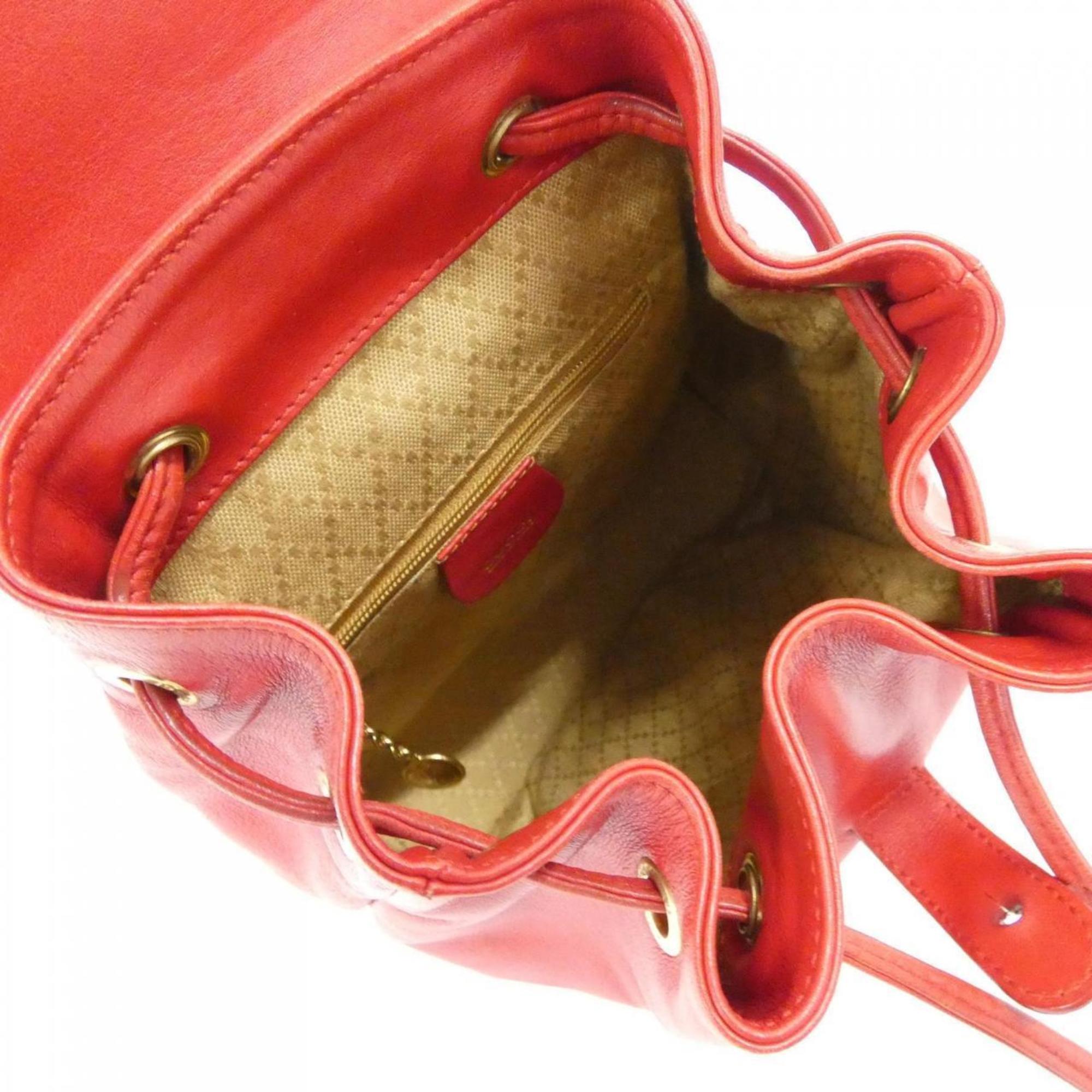 Gucci Red Color Leather Backpack (Pre-Owned)