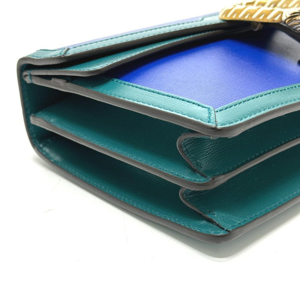 Gucci Blue Green Leather Shoulder Bag (Pre-Owned)