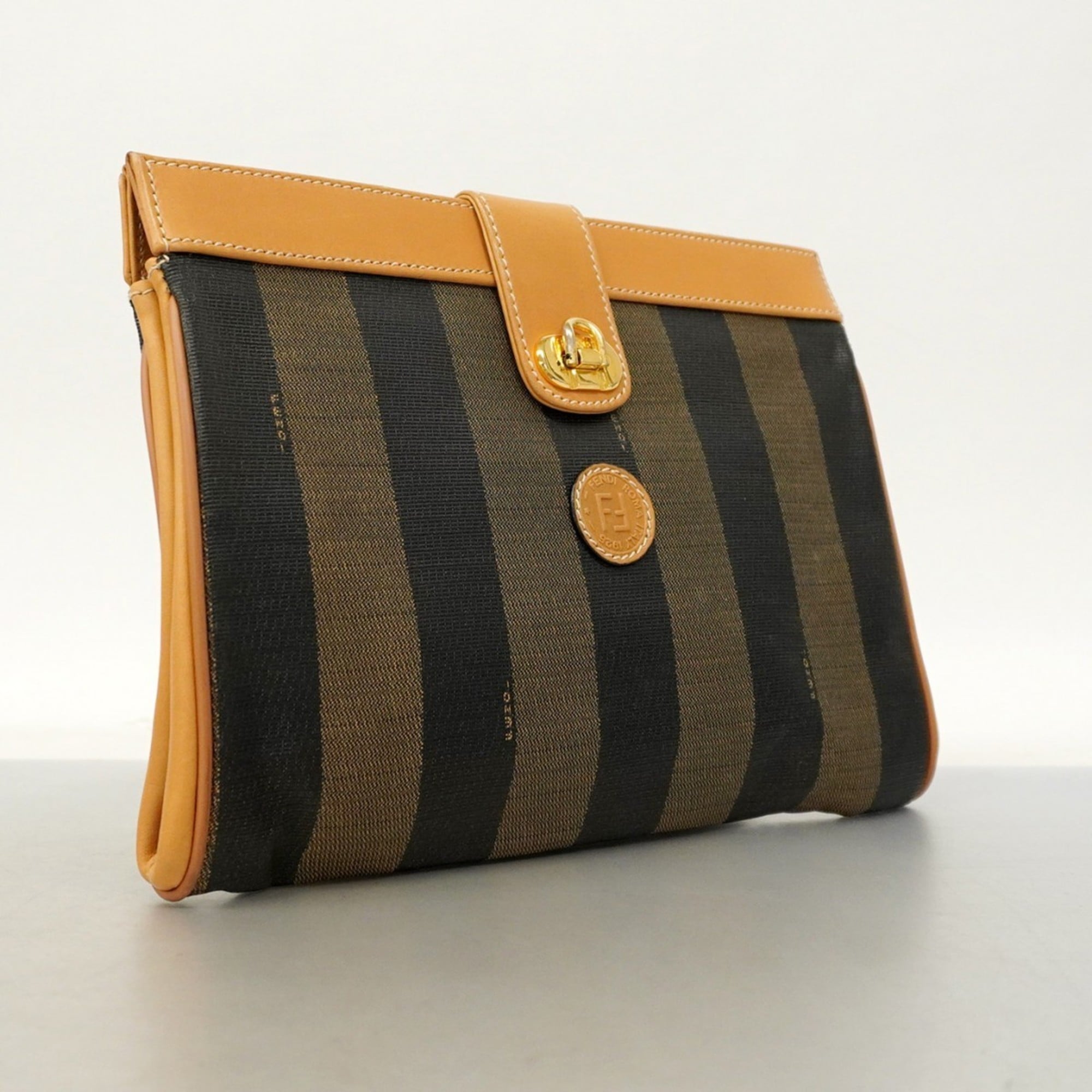 Fendi Beige Black Pvc Clutch Bag (Pre-Owned)