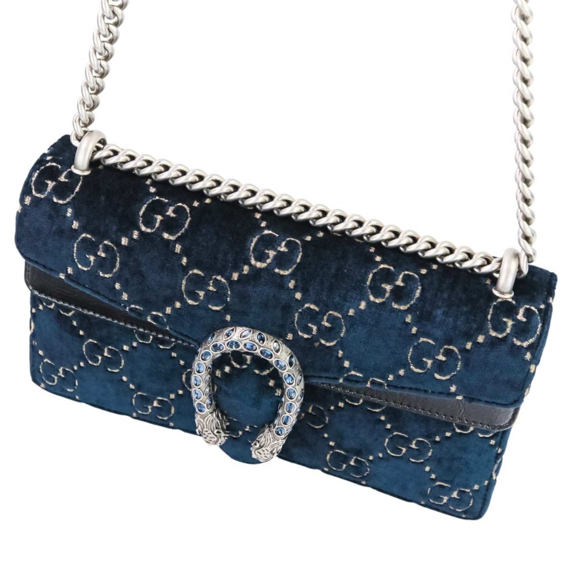 Gucci Navy Velvet Shoulder Bag (Pre-Owned)
