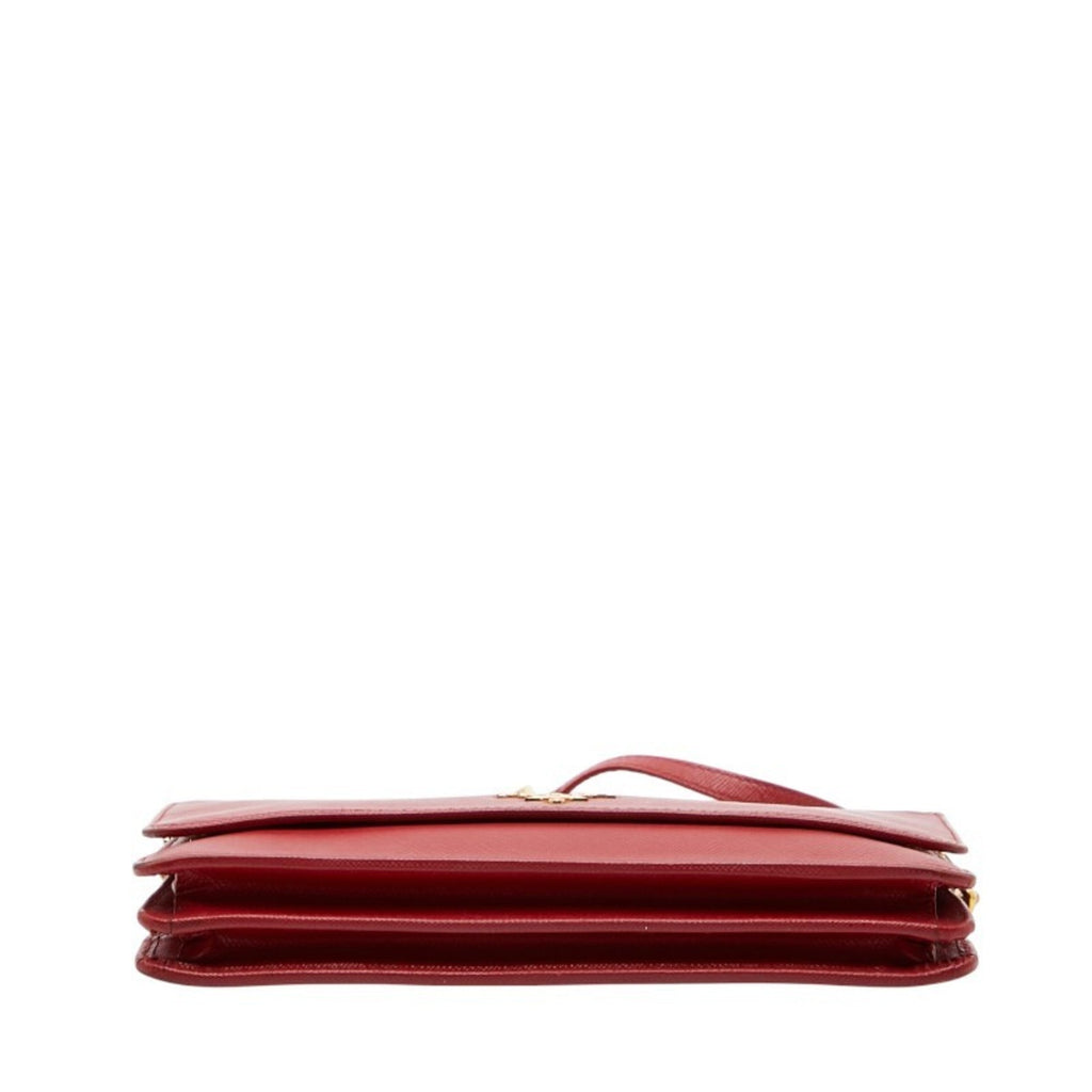 Prada Red Color Leather Shoulder Bag (Pre-Owned)