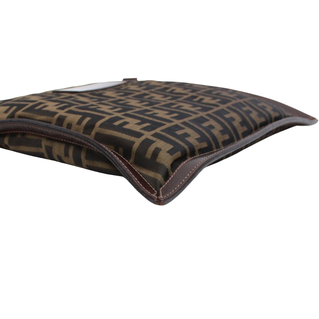 Fendi Brown Canvas Leather Clutch Bag (Pre-Owned)