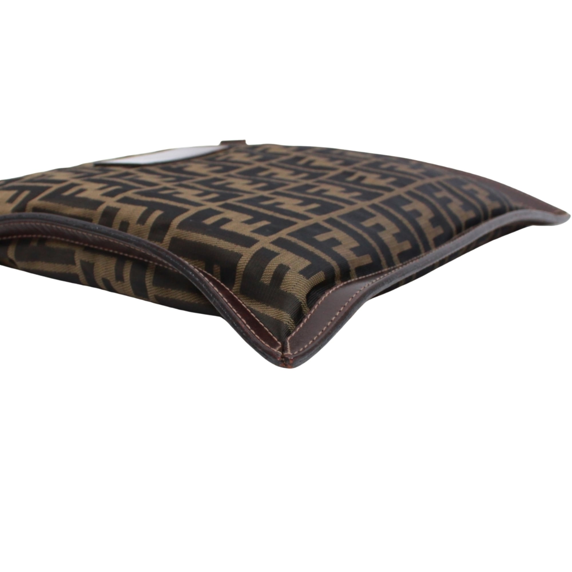 Fendi Brown Canvas Leather Clutch Bag (Pre-Owned)
