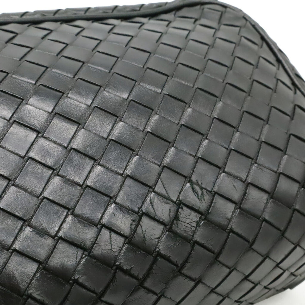 Bottega Veneta Intrecciato Black Leather Clutch Bag (Pre-Owned)