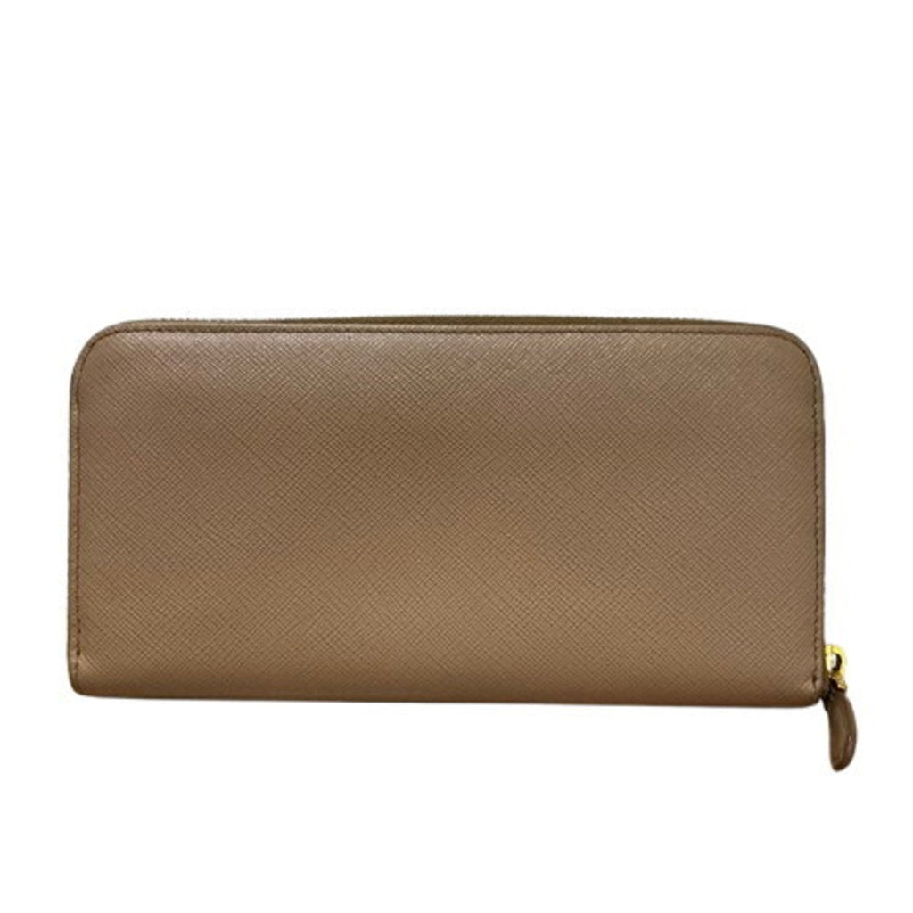 Prada Pink Beige Leather Long Wallet (Bi-Fold) (Pre-Owned)
