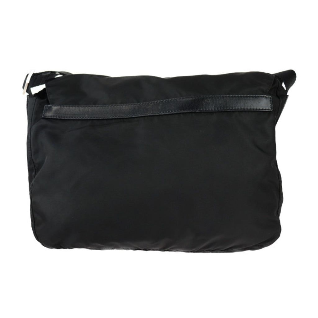 Prada Black Nylon Leather Messenger Bag Shoulder Bag (Pre-Owned)