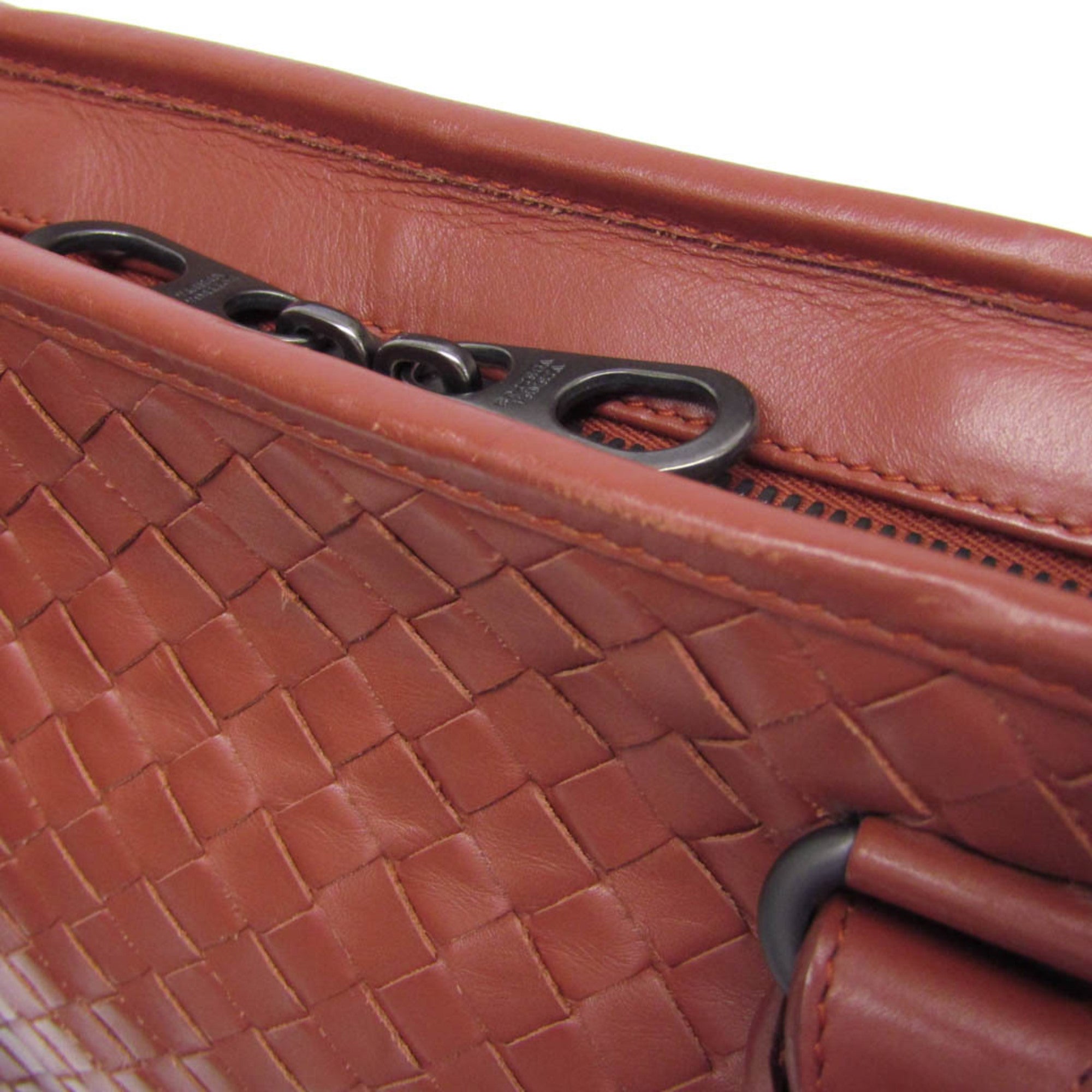 Bottega Veneta Soft Slim Briefcase Intrecciato Nappa Red Leather Briefcase Bag (Pre-Owned)