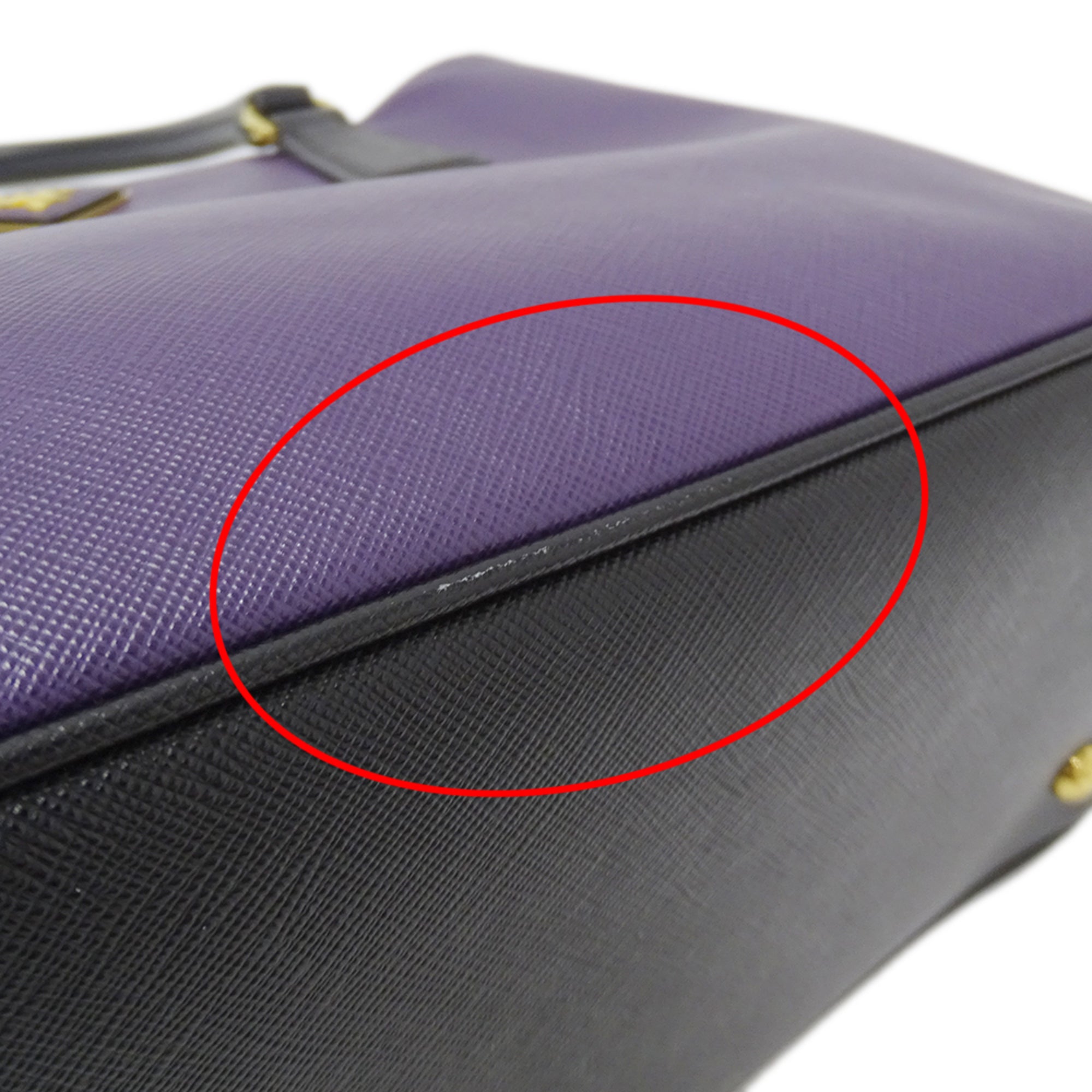 Prada Black Purple Leather Handbag Shoulder Bag (Pre-Owned)