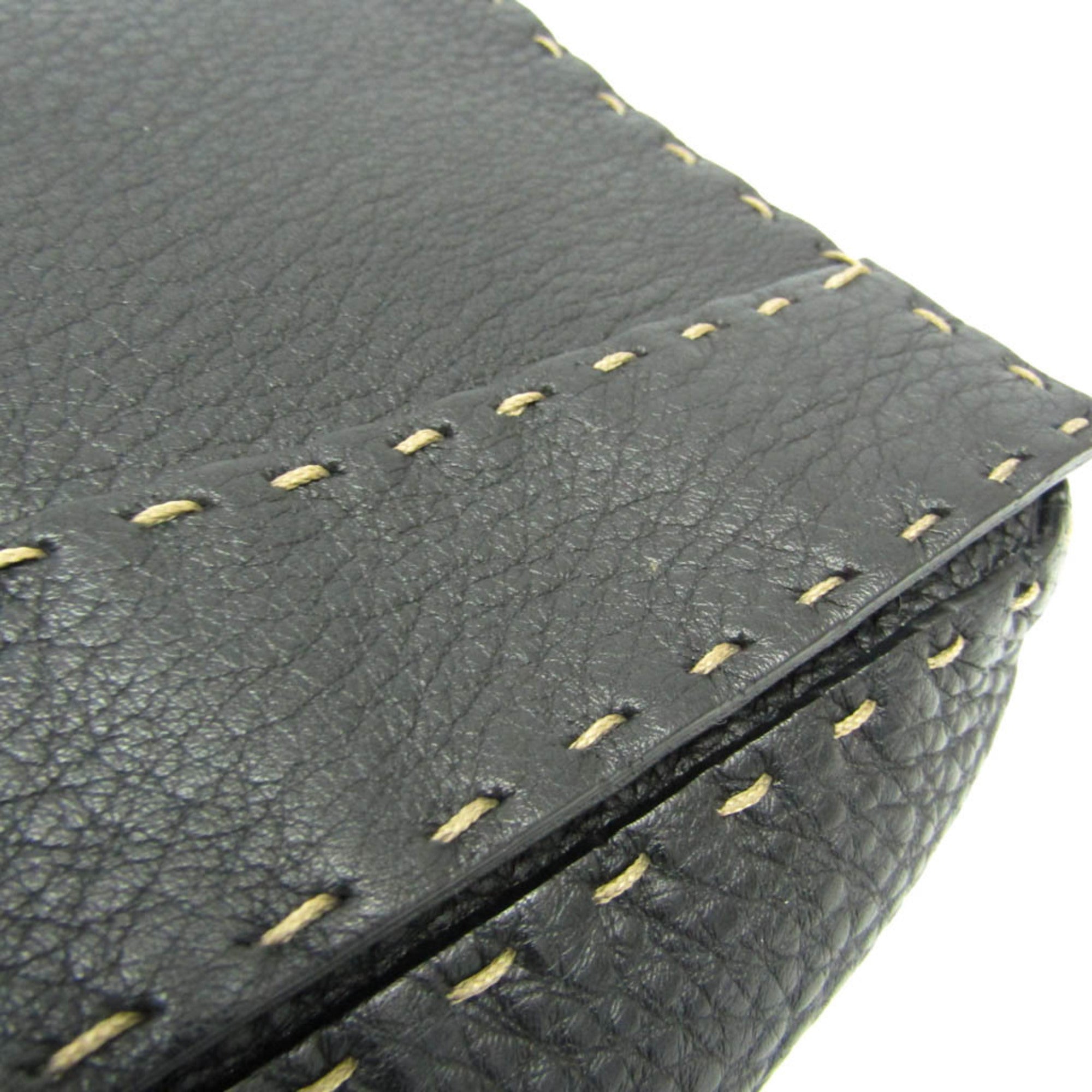 Fendi Selleria Black Leather Messenger Bag Shoulder Bag (Pre-Owned)