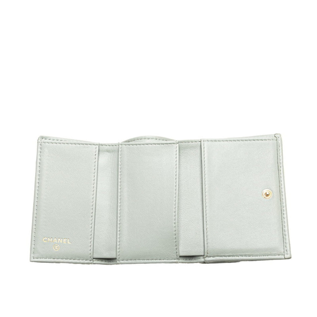 Chanel Gray Leather Wallet (Tri-Fold) (Pre-Owned)
