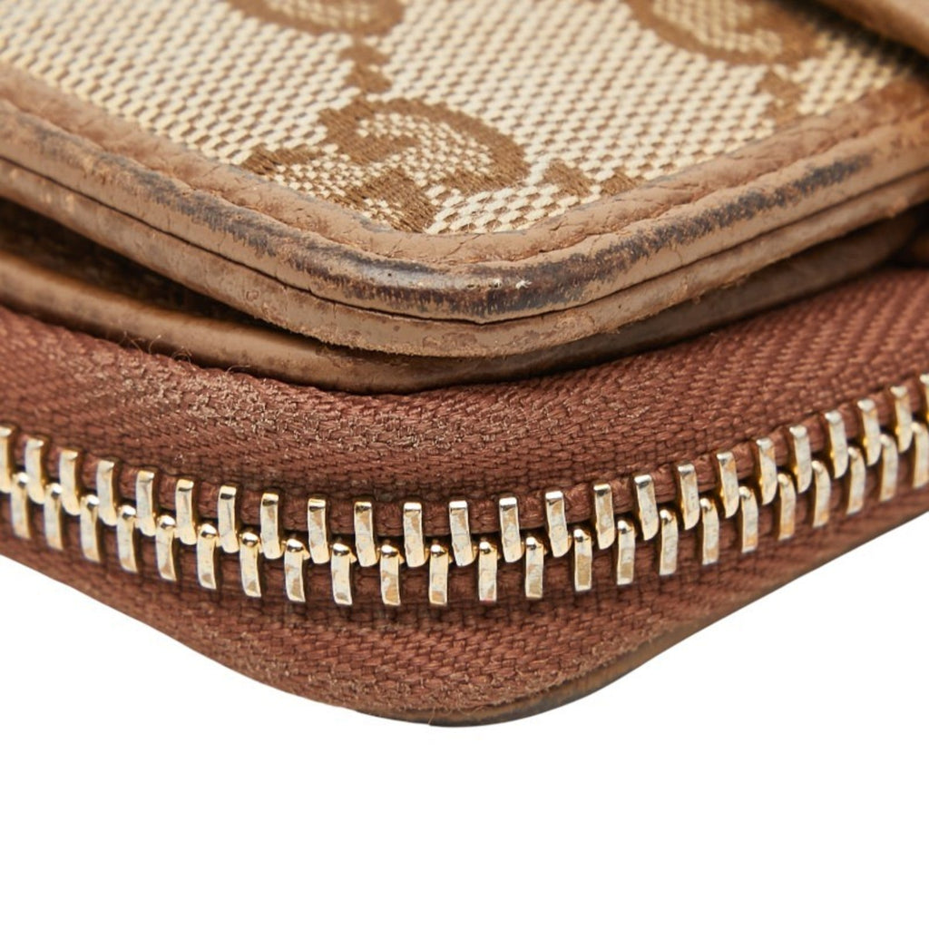 Gucci Beige Brown Canvas Leather Wallet (Bi-Fold) (Pre-Owned)