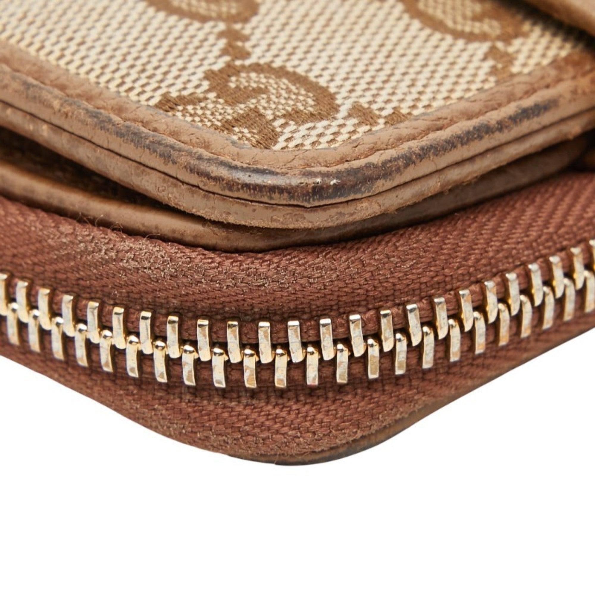 Gucci Beige Brown Canvas Leather Wallet (Bi-Fold) (Pre-Owned)