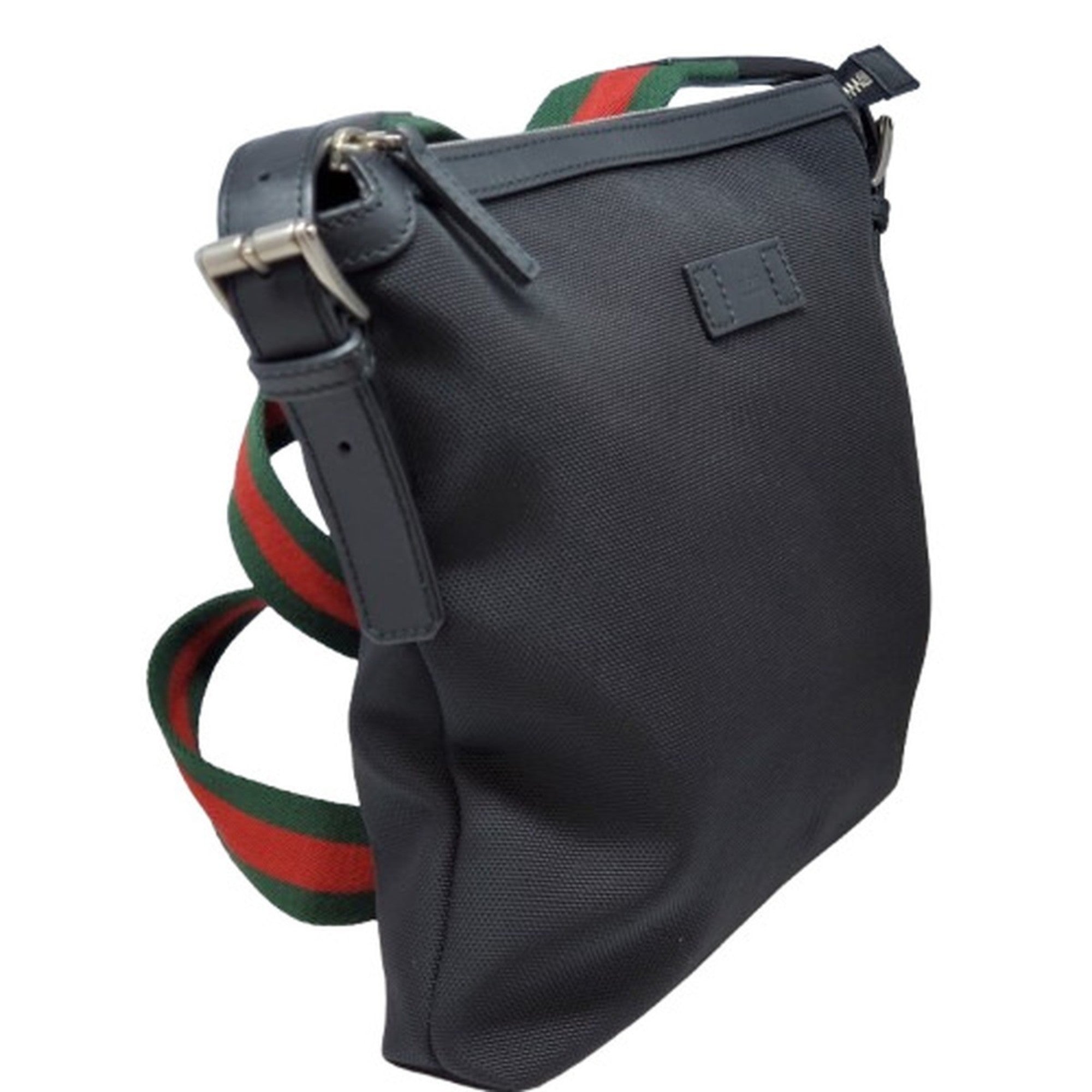Gucci Sherry Line Black Canvas Leather Shoulder Bag (Pre-Owned)