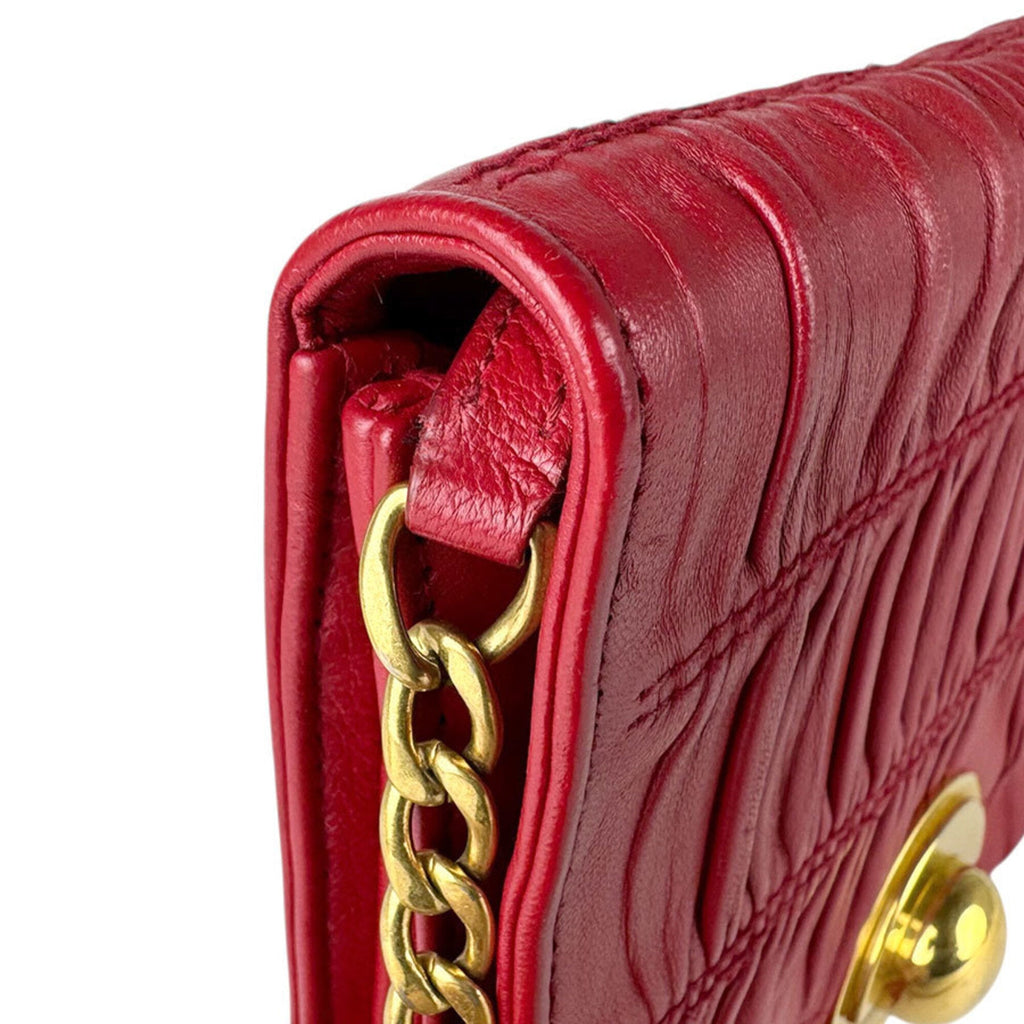 Prada Red Color Leather Shoulder Bag (Pre-Owned)