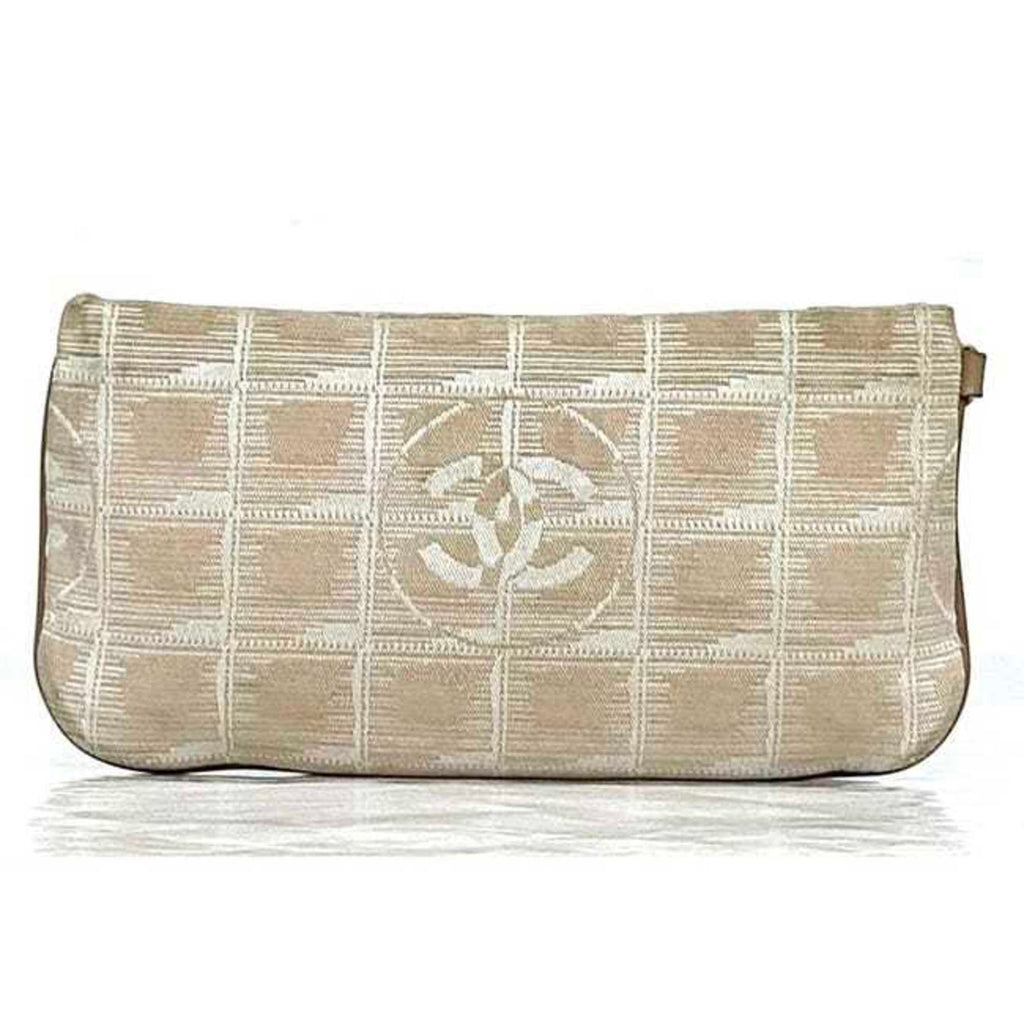 Chanel New Travel Line Beige Nylon Leather Pouch (Pre-Owned)