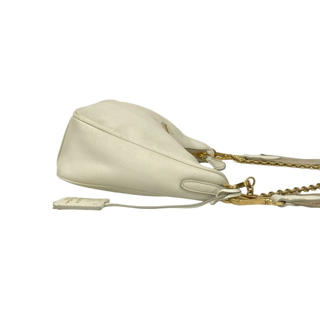 Prada White Leather Pochette Pouch Shoulder Bag (Pre-Owned)