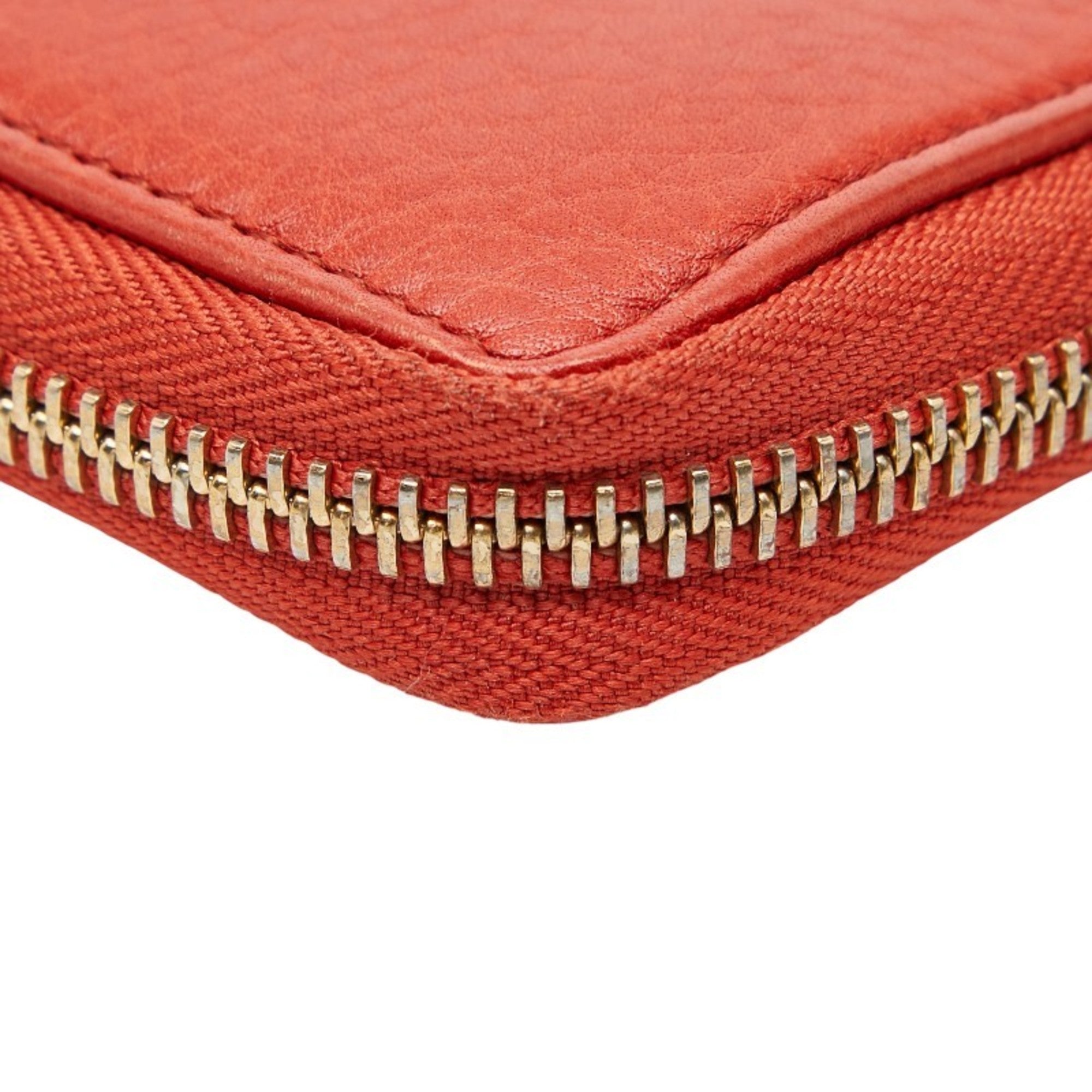 Gucci Red Color Leather Long Wallet (Bi-Fold) (Pre-Owned)