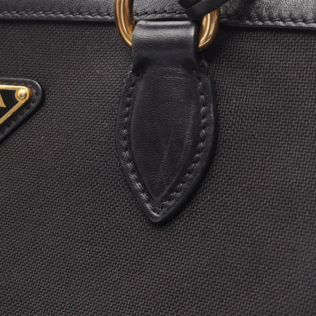Prada Black Canvas Leather Handbag (Pre-Owned)