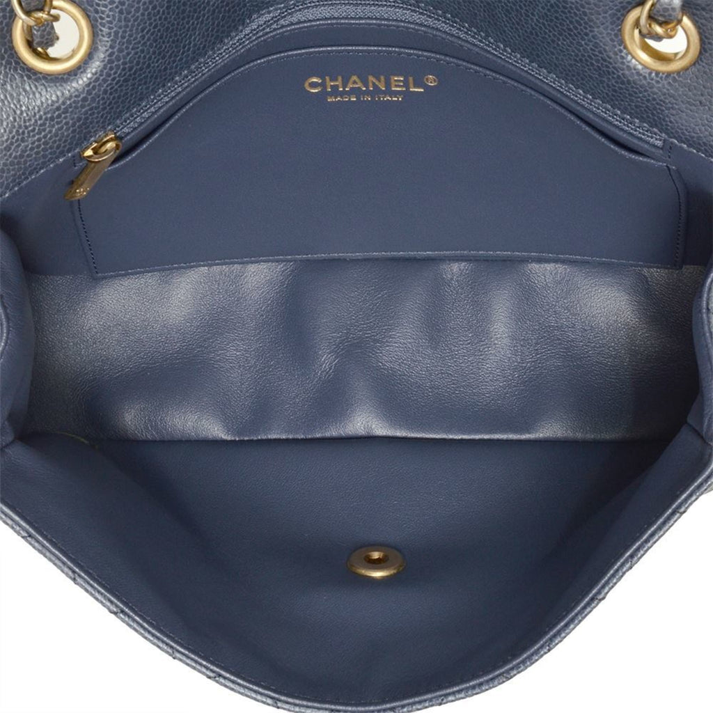 Chanel Blue Grained Calfskin Shoulder Bag (Pre-Owned)