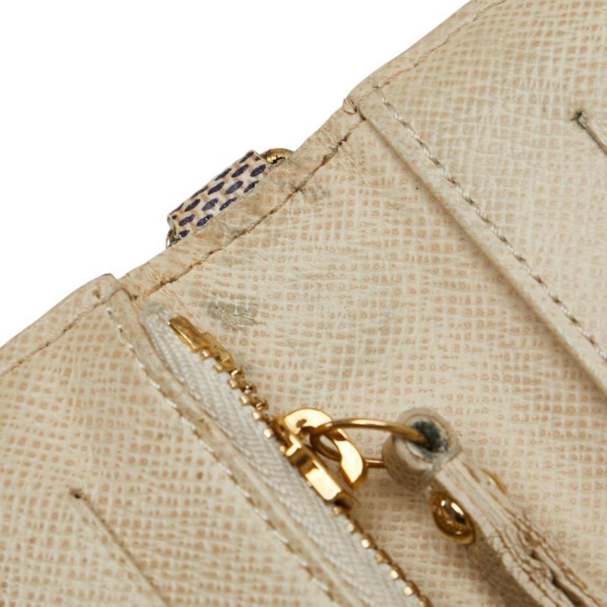 Louis Vuitton Damier Azur White Leather Long Wallet (Bi-Fold) (Pre-Owned)