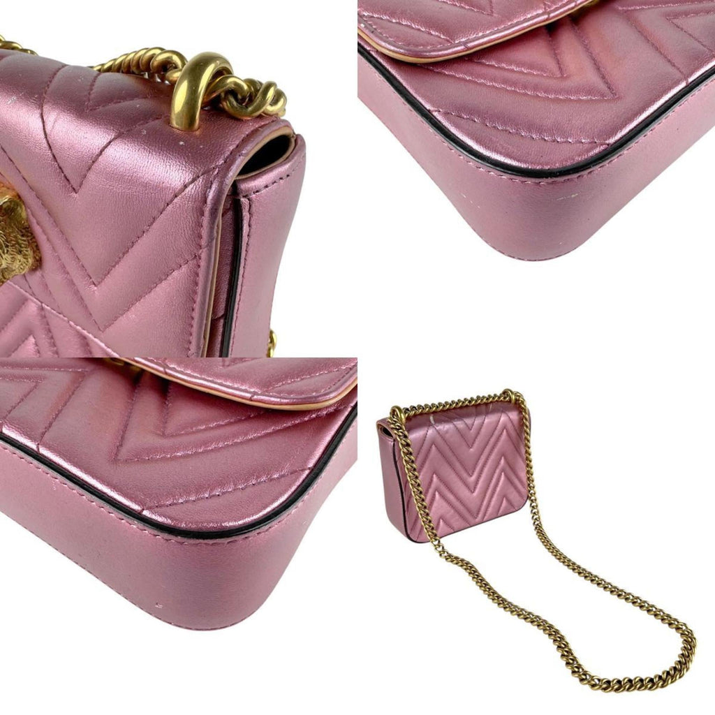 Gucci Metallic Pink Leather Shoulder Bag (Pre-Owned)