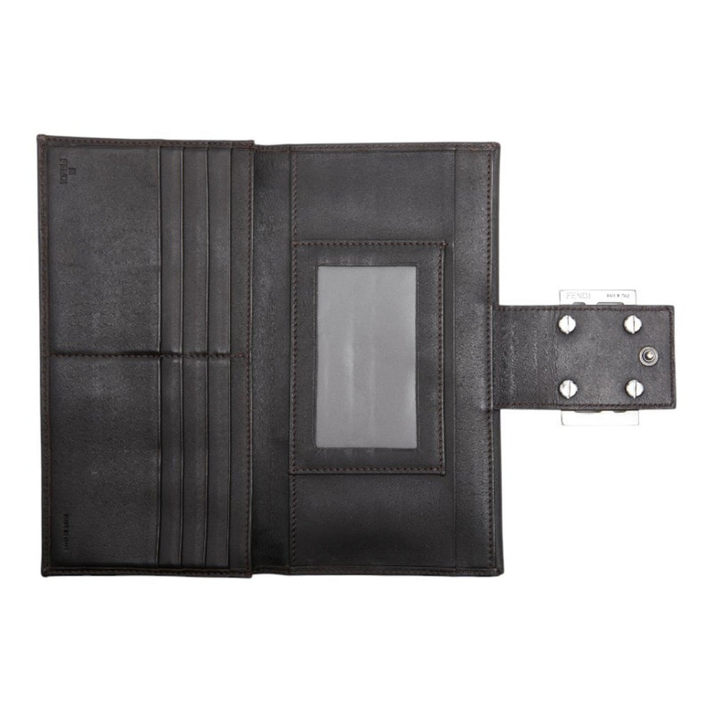 Fendi Brown Canvas Leather Long Wallet (Bi-Fold) (Pre-Owned)