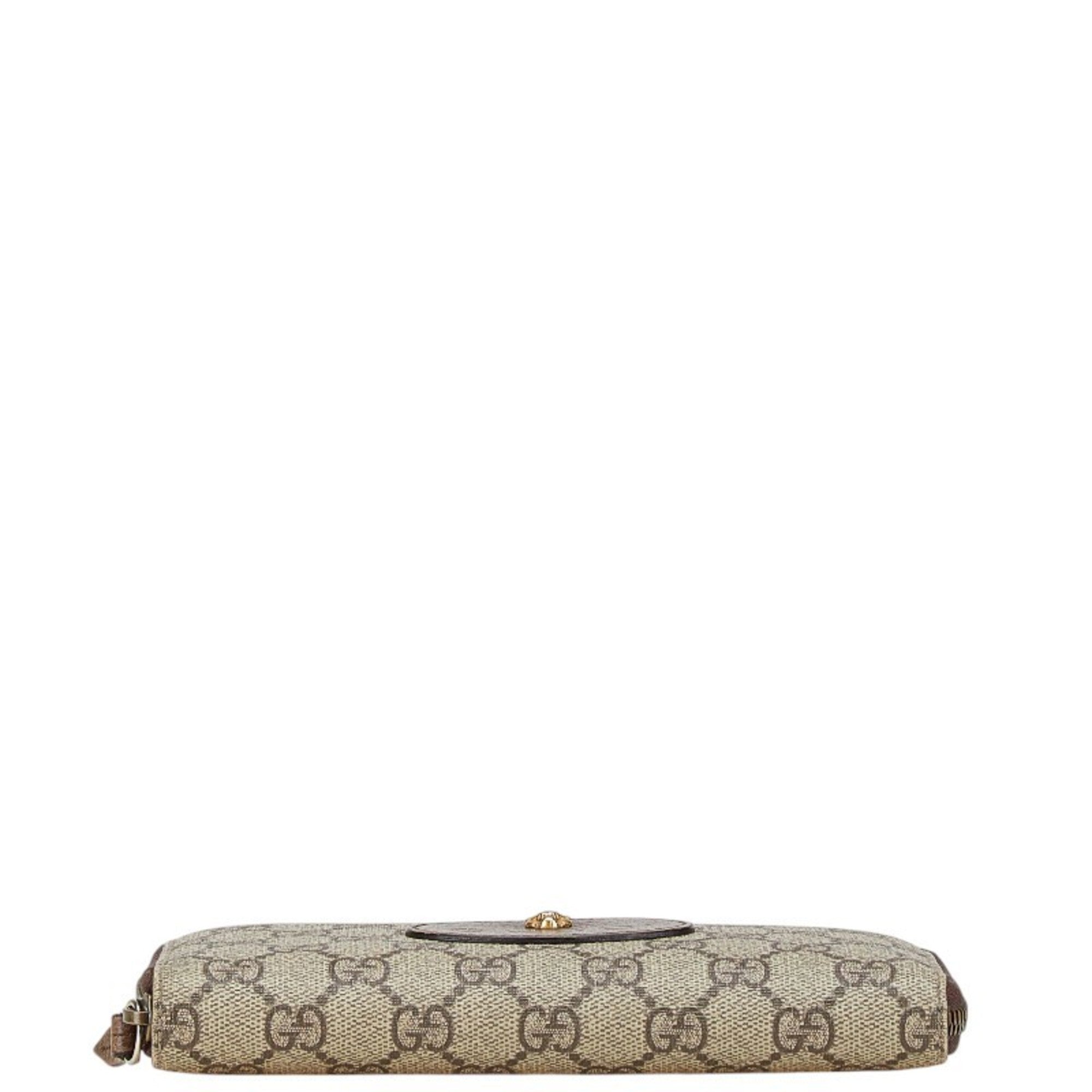 Gucci Beige Brown Pvc Leather Long Wallet (Bi-Fold) (Pre-Owned)