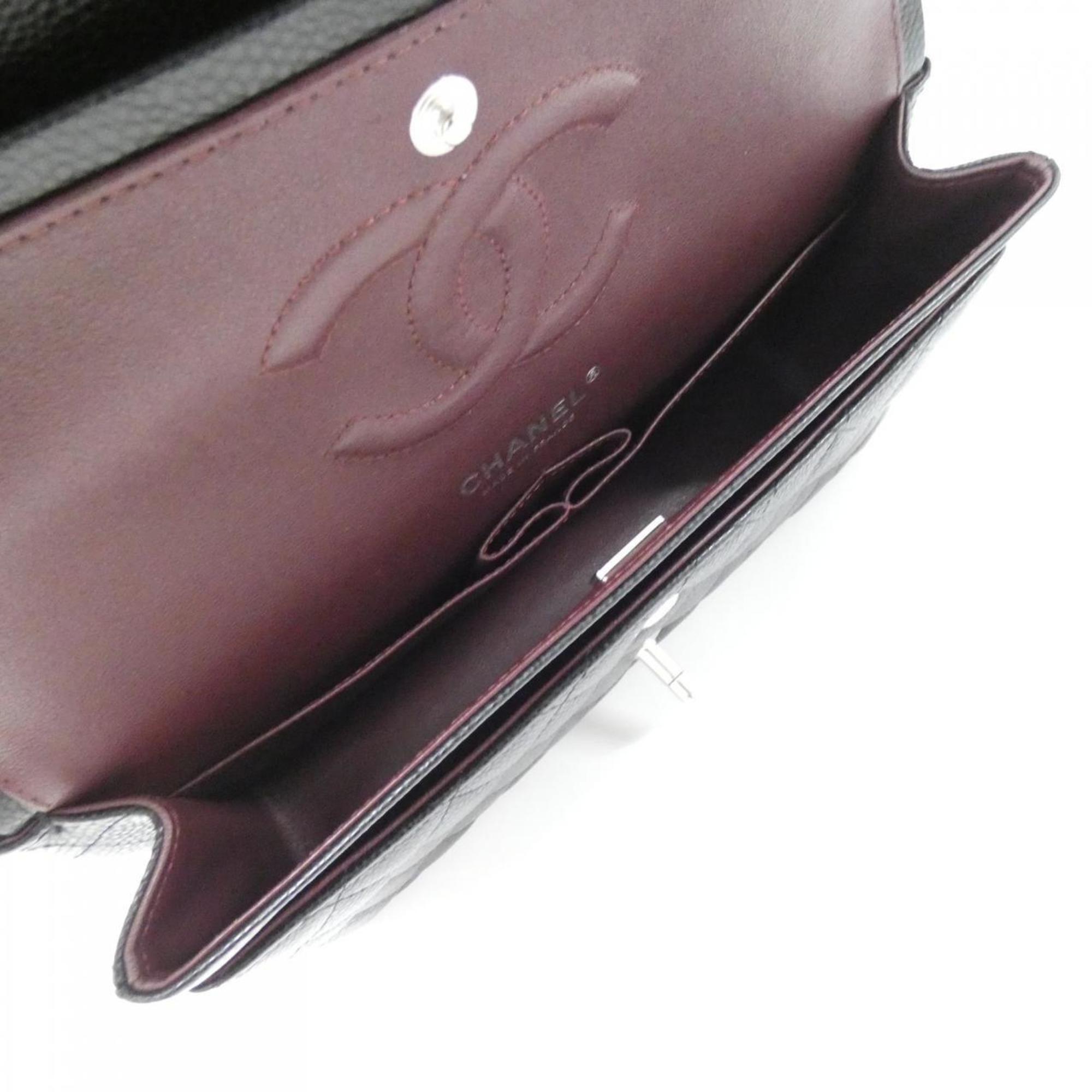 Chanel Black Bordeaux Grained Calfskin Shoulder Bag (Pre-Owned)