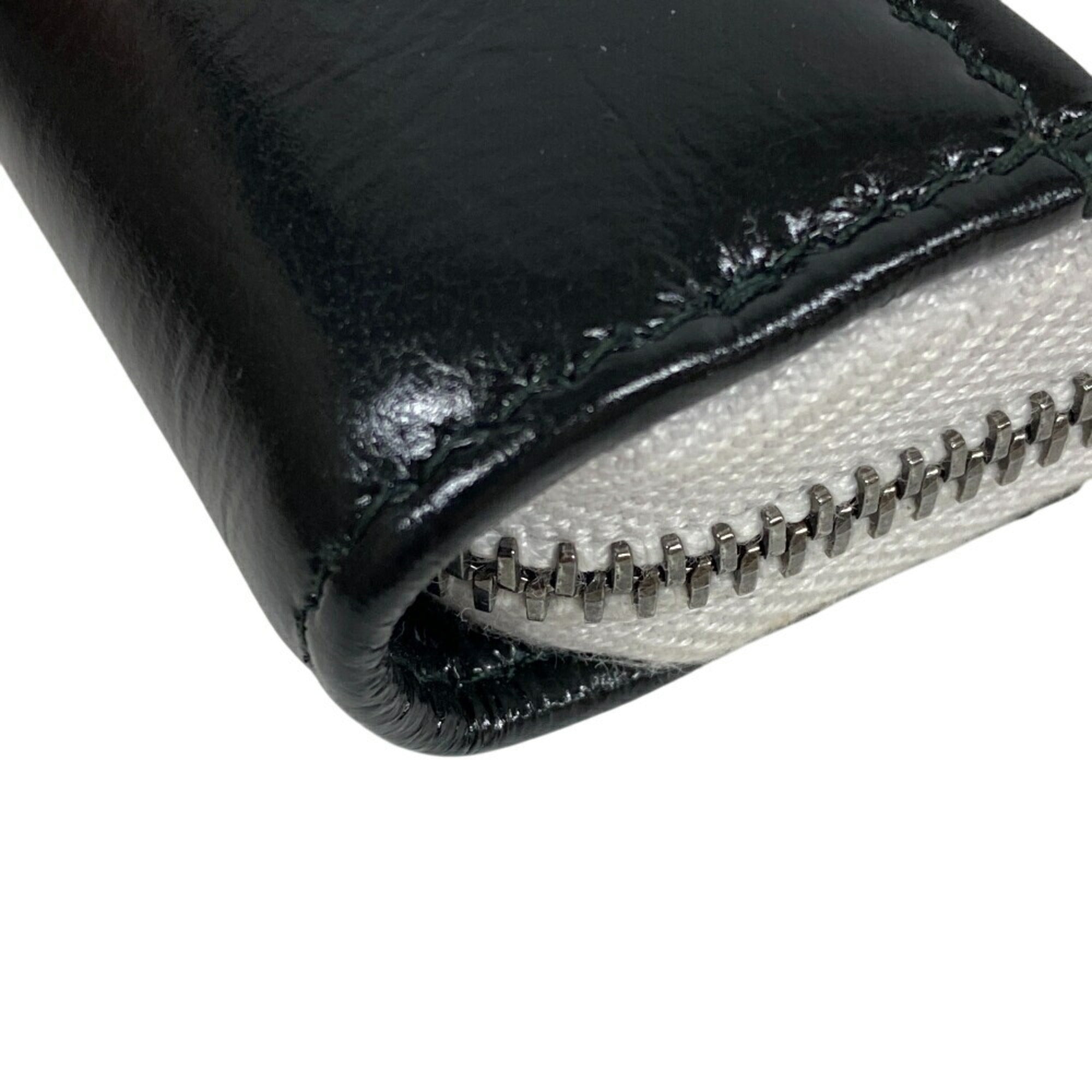 Chanel Black White Leather Coin Purse/Coin Case (Pre-Owned)