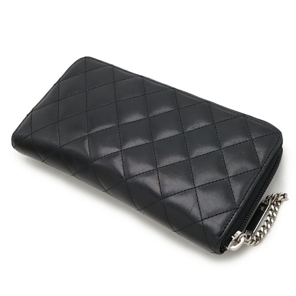 Chanel Cambon Black Pink Leather Long Wallet (Bi-Fold) (Pre-Owned)