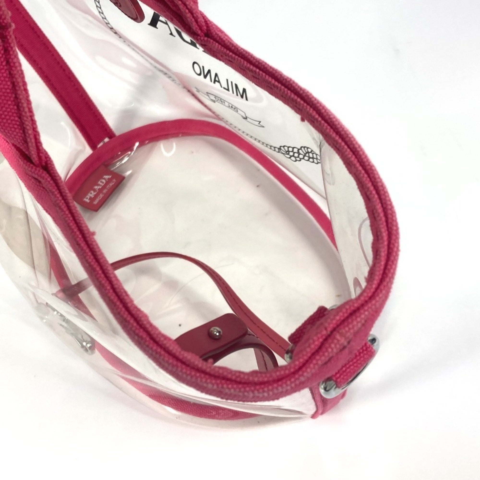 Prada Canapa Pink Vinyl Beach Bag Handbag Shoulder Bag Tote Bag (Pre-Owned)