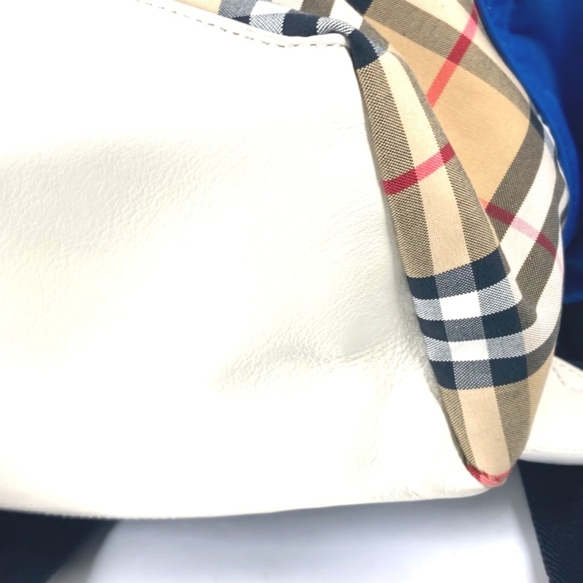 Burberry Beige Blue Orange Leather Canvas Backpack (Pre-Owned)